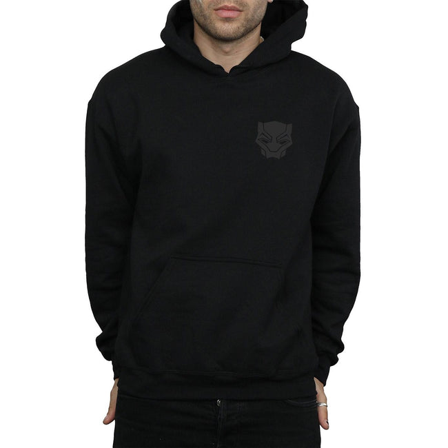 Black - Side - Marvel Mens Black Panther Black On Black Chest Print Hoodie