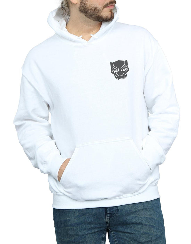 White - Side - Marvel Mens Black Panther Black On Black Chest Print Hoodie