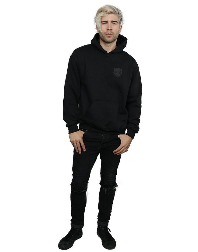 Black - Lifestyle - Marvel Mens Black Panther Black On Black Chest Print Hoodie