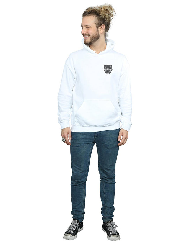 White - Lifestyle - Marvel Mens Black Panther Black On Black Chest Print Hoodie