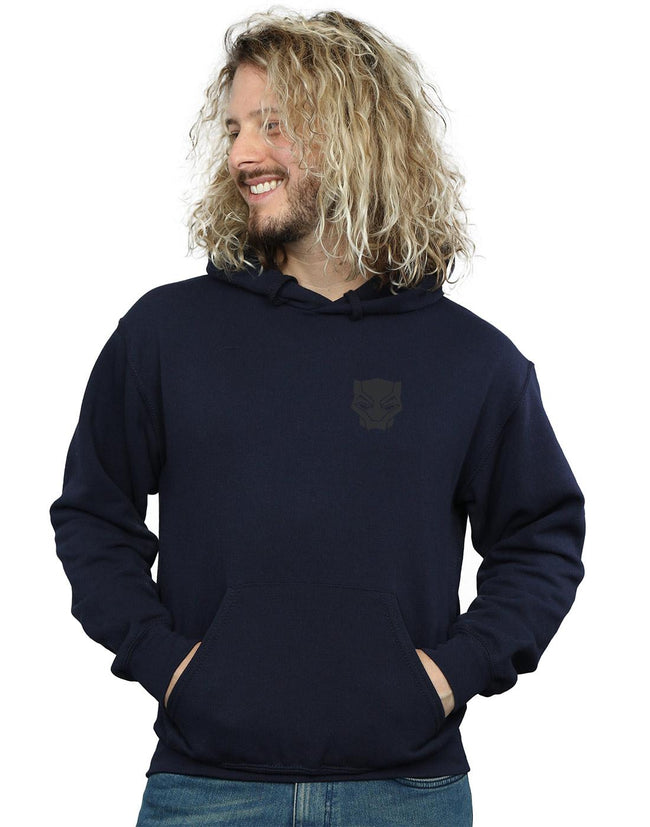 Navy Blue - Back - Marvel Mens Black Panther Black On Black Chest Print Hoodie