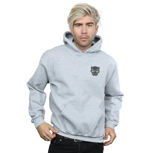 Sports Grey - Back - Marvel Mens Black Panther Black On Black Chest Print Hoodie