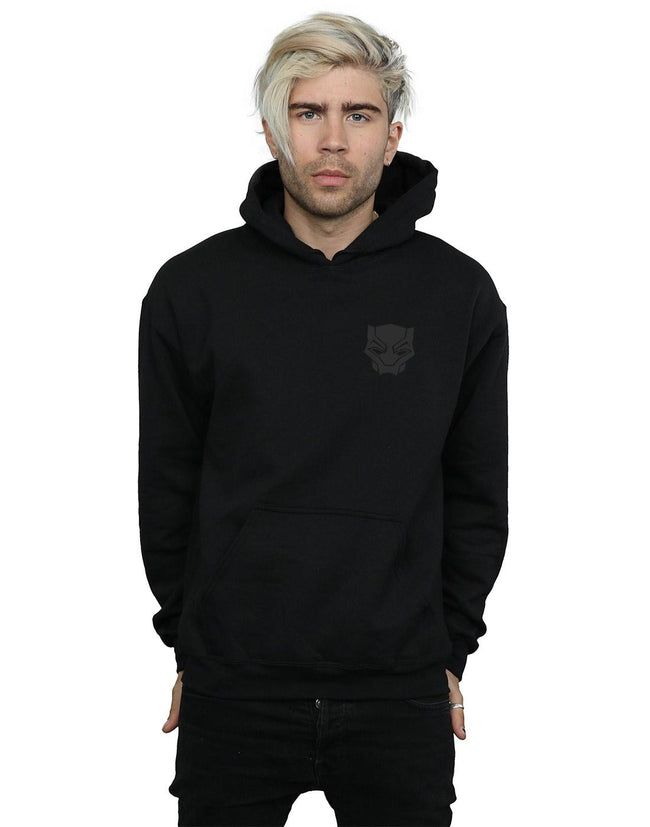 Black - Back - Marvel Mens Black Panther Black On Black Chest Print Hoodie