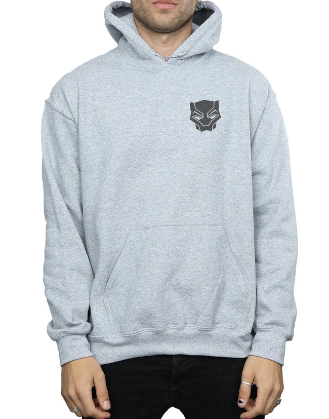 Sports Grey - Side - Marvel Mens Black Panther Black On Black Chest Print Hoodie