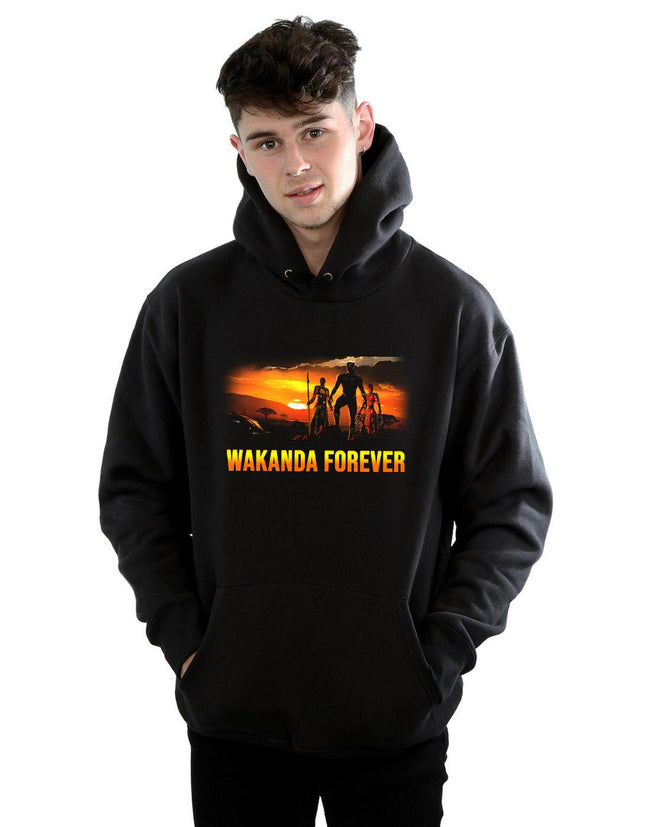 Black - Back - Marvel Mens Black Panther Wakanda Forever Hoodie