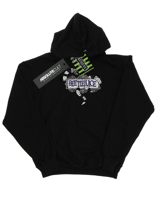 Black - Front - Beetlejuice Mens Sandworm Logo Hoodie