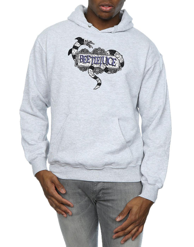 Sports Grey - Side - Beetlejuice Mens Sandworm Logo Hoodie