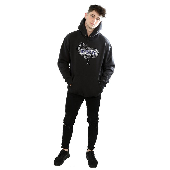 Black - Lifestyle - Beetlejuice Mens Sandworm Logo Hoodie