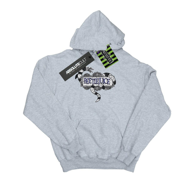 Sports Grey - Front - Beetlejuice Mens Sandworm Logo Hoodie