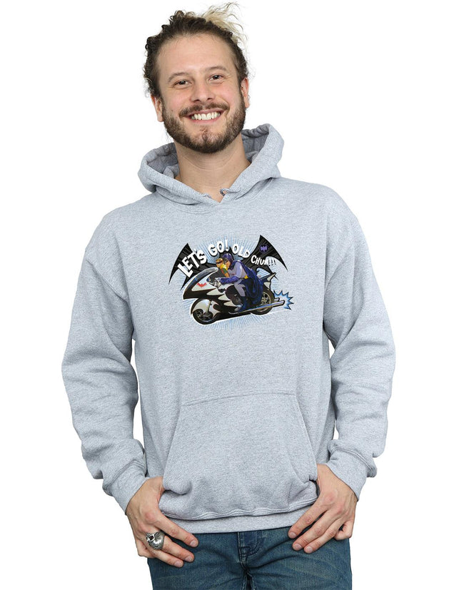 Sports Grey - Back - DC Comics Mens Batman TV Series Bat Bike Hoodie