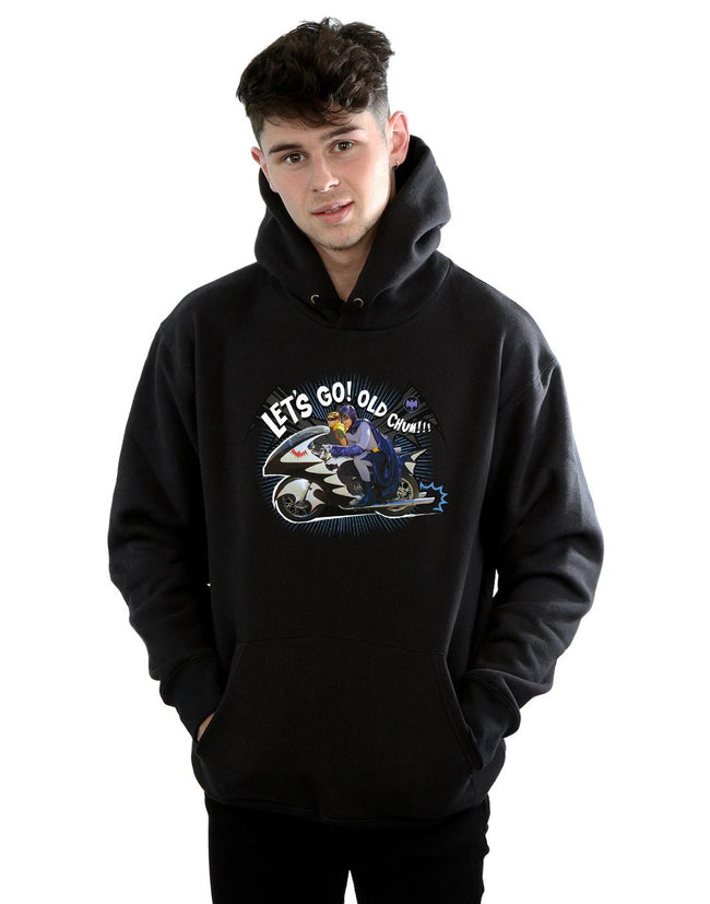 Black - Back - DC Comics Mens Batman TV Series Bat Bike Hoodie