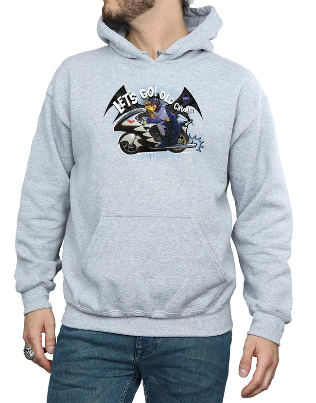 Sports Grey - Side - DC Comics Mens Batman TV Series Bat Bike Hoodie