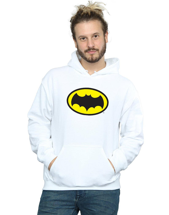 White - Back - DC Comics Mens Batman TV Series Logo Hoodie