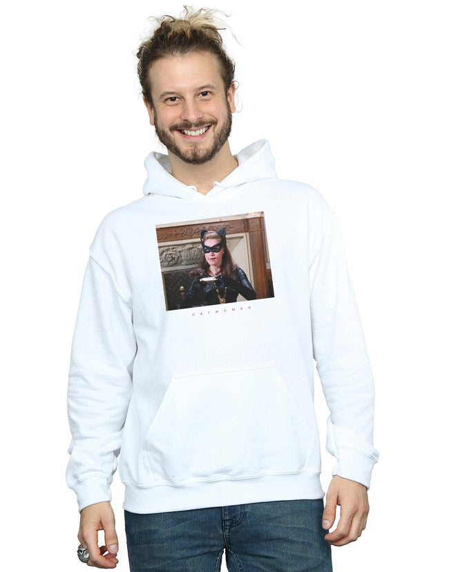 White - Back - DC Comics Mens Batman TV Series Catwoman Photo Hoodie