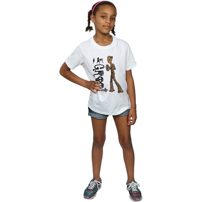 White - Side - Avengers Infinity War Girls I Am Teenage Groot Cotton T-Shirt