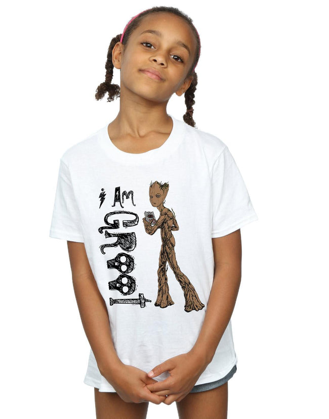 White - Lifestyle - Avengers Infinity War Girls I Am Teenage Groot Cotton T-Shirt