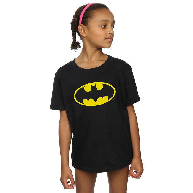 Black - Back - Batman Girls Logo Cotton T-Shirt