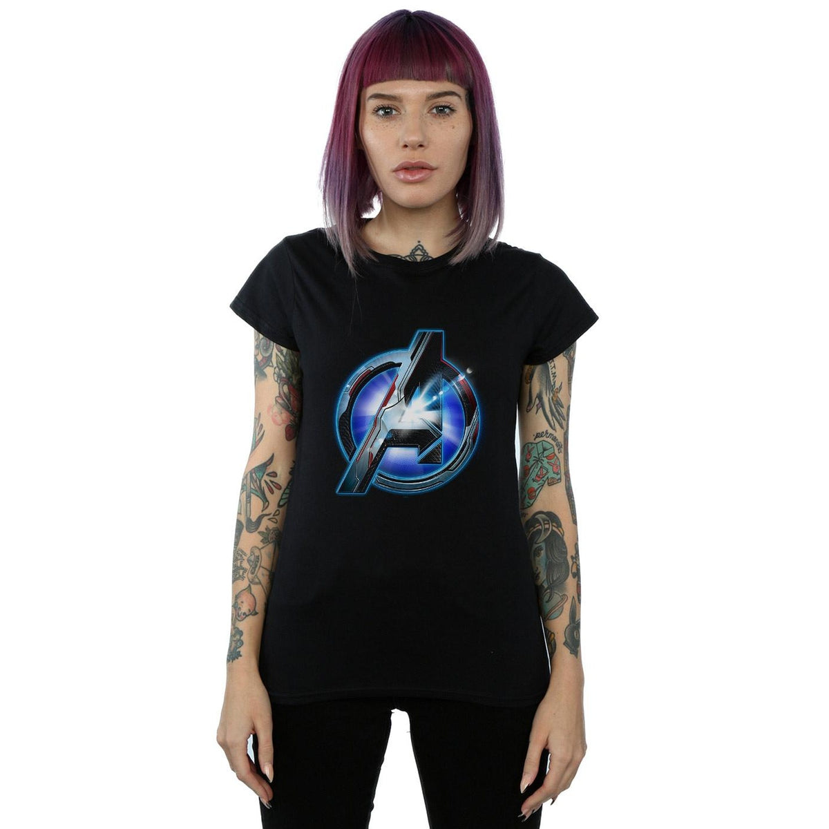 Marvel Classic Avengers Glow Icon Women's Rolled Sleeve T-Shirt
