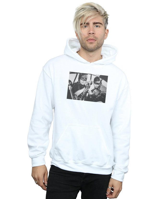 White - Back - DC Comics Mens Batman TV Series Ready For Action Hoodie