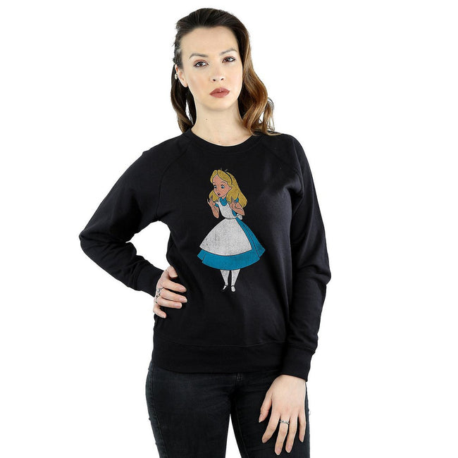 Black - Back - Alice In Wonderland Womens-Ladies Classic Cotton Sweatshirt