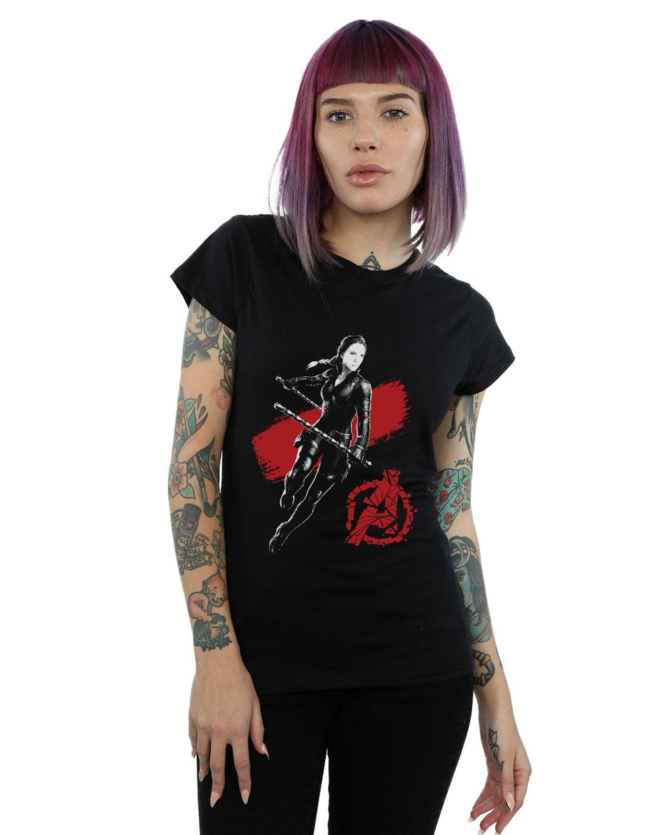 Marvel Avengers Classic-Power of Black Widow Women's Rolled Sleeve T-Shirt, M