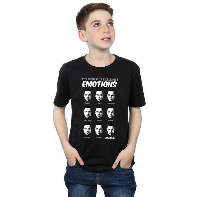 Black - Back - The Big Bang Theory Boys Sheldon Emotions Cotton T-Shirt
