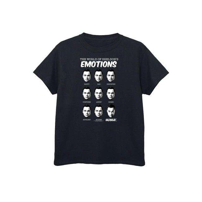Black - Front - The Big Bang Theory Boys Sheldon Emotions Cotton T-Shirt