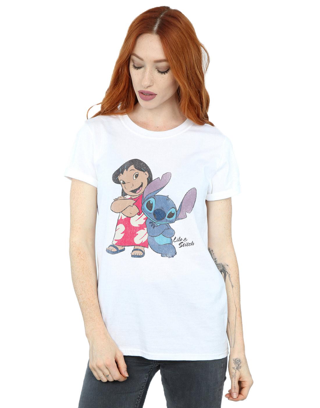 White - Back - Lilo & Stitch Womens-Ladies Classic Cotton Boyfriend T-Shirt