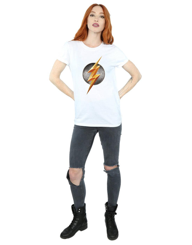 White - Lifestyle - Flash Womens-Ladies Logo Cotton Boyfriend T-Shirt
