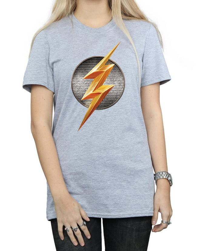Sports Grey - Side - Flash Womens-Ladies Logo Cotton Boyfriend T-Shirt