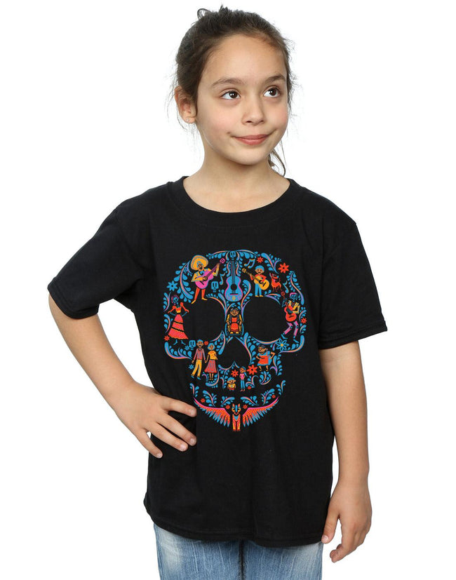 Black - Back - Coco Girls Skull Cotton T-Shirt