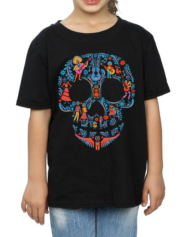 Black - Side - Coco Girls Skull Cotton T-Shirt