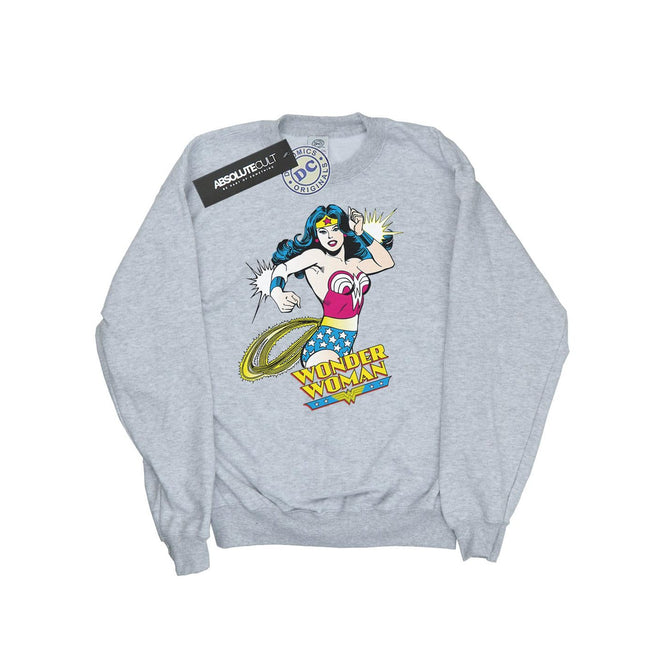 Heather Grey - Front - Wonder Woman Womens-Ladies Lasso Cotton Sweatshirt