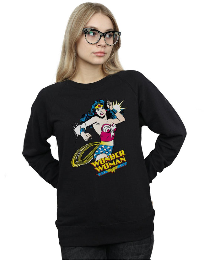 Black - Lifestyle - Wonder Woman Womens-Ladies Lasso Cotton Sweatshirt