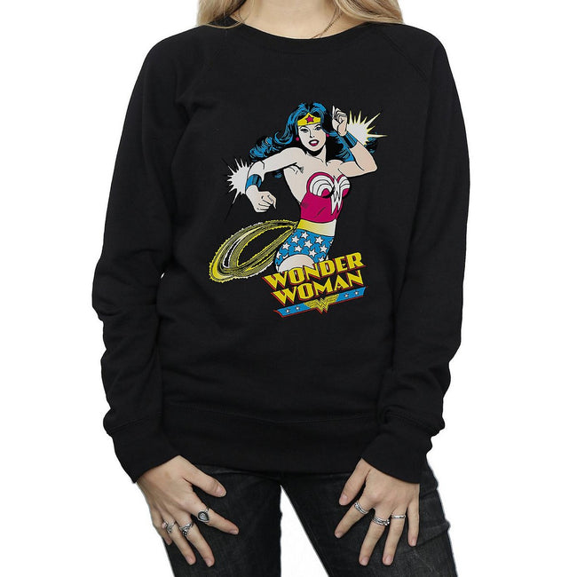 Black - Front - Wonder Woman Womens-Ladies Lasso Cotton Sweatshirt