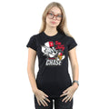 Black - Back - Tom and Jerry Womens-Ladies Cat & Mouse Chase Cotton T-Shirt