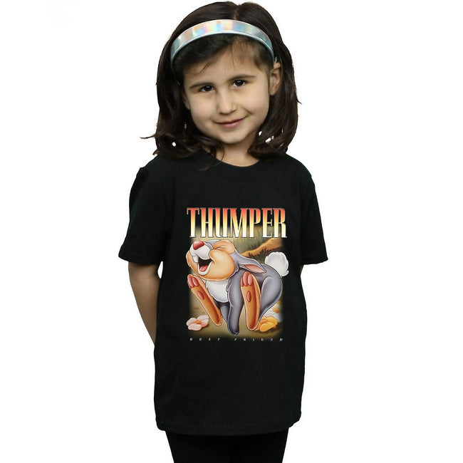 Black - Back - Bambi Girls Thumper Montage Cotton T-Shirt