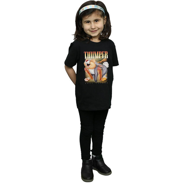 Black - Side - Bambi Girls Thumper Montage Cotton T-Shirt