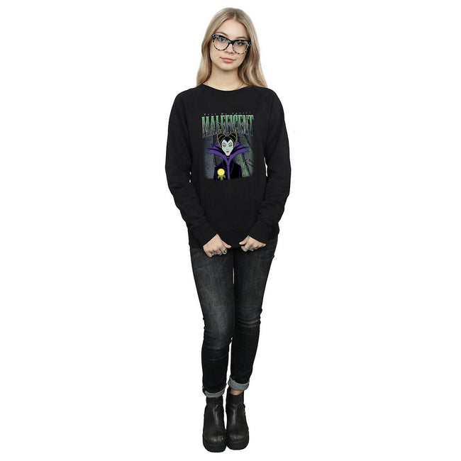 Black - Side - Sleeping Beauty Womens-Ladies Maleficent Montage Cotton Sweatshirt