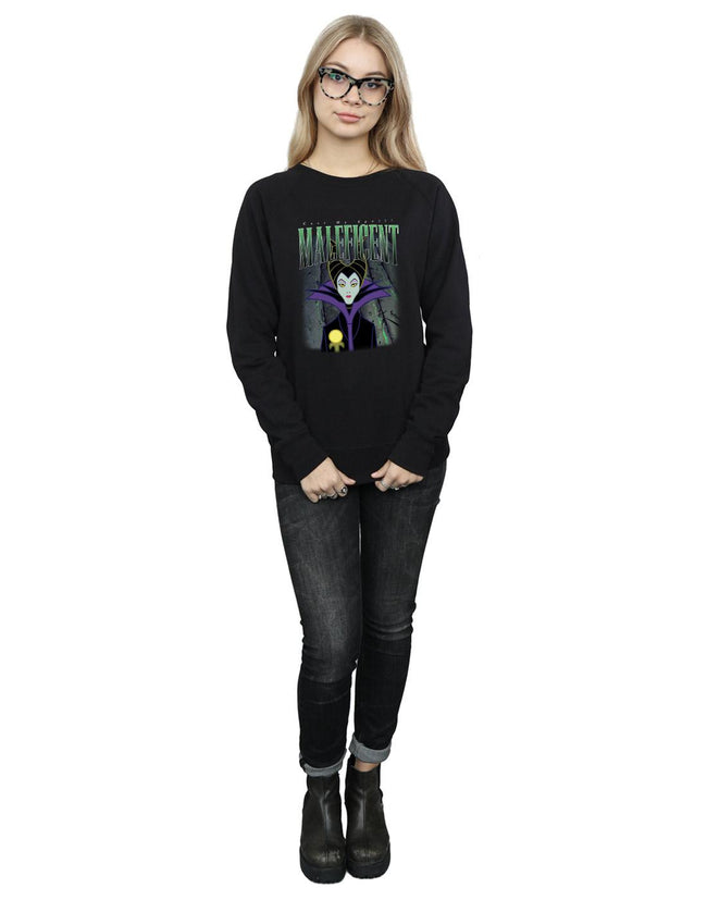 Black - Close up - Sleeping Beauty Womens-Ladies Maleficent Montage Cotton Sweatshirt