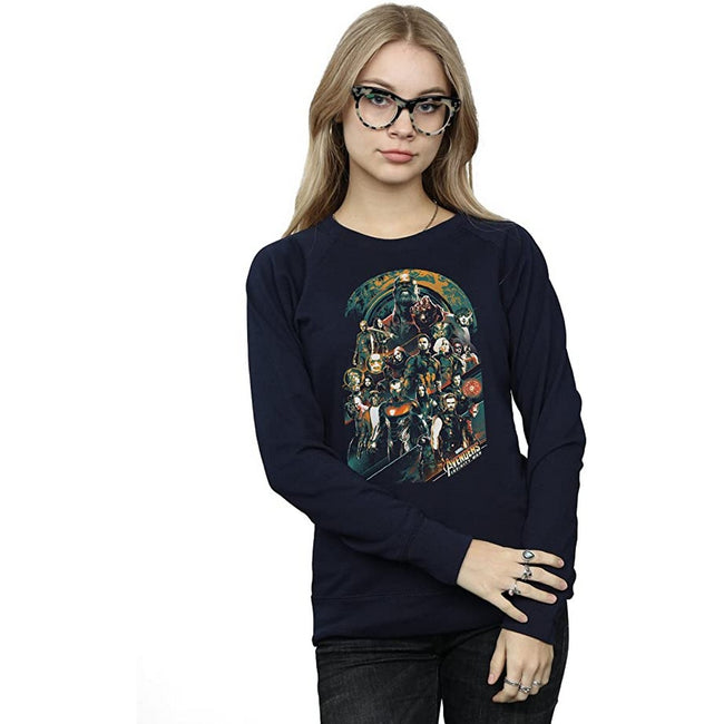 Navy Blue - Back - Avengers Infinity War Womens-Ladies Team Cotton Sweatshirt