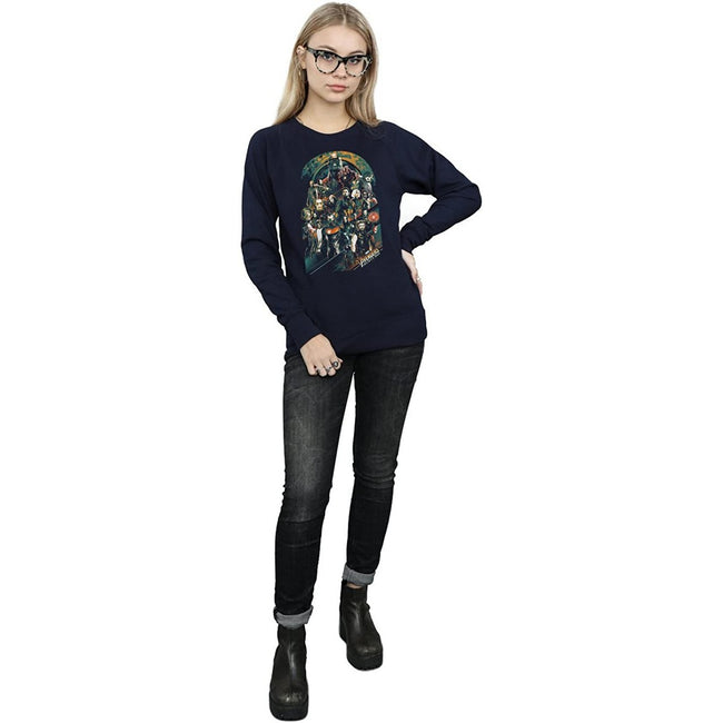 Navy Blue - Side - Avengers Infinity War Womens-Ladies Team Cotton Sweatshirt