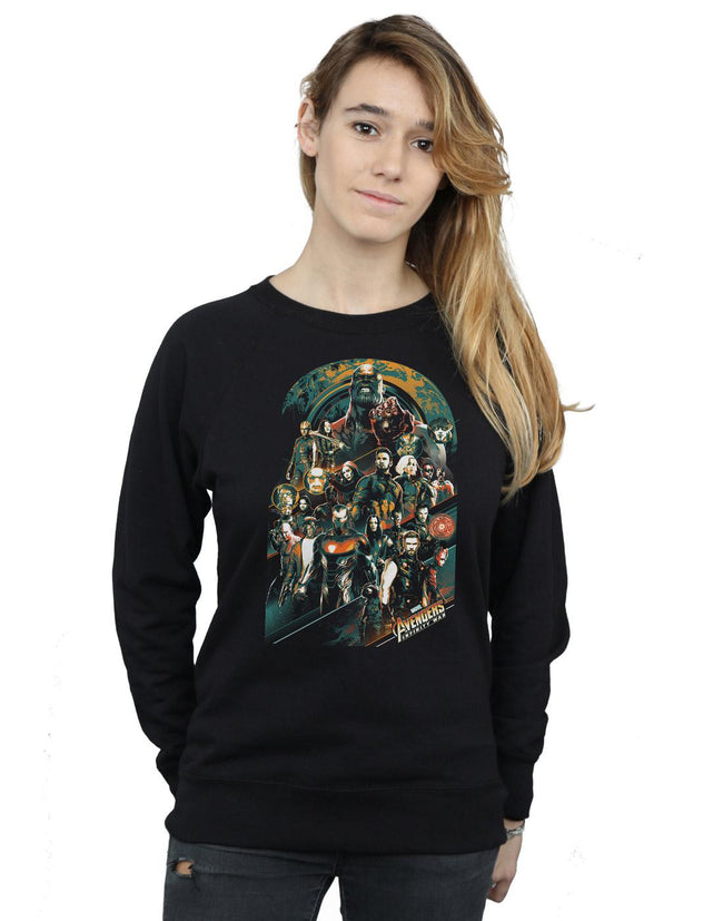 Black - Back - Avengers Infinity War Womens-Ladies Team Cotton Sweatshirt