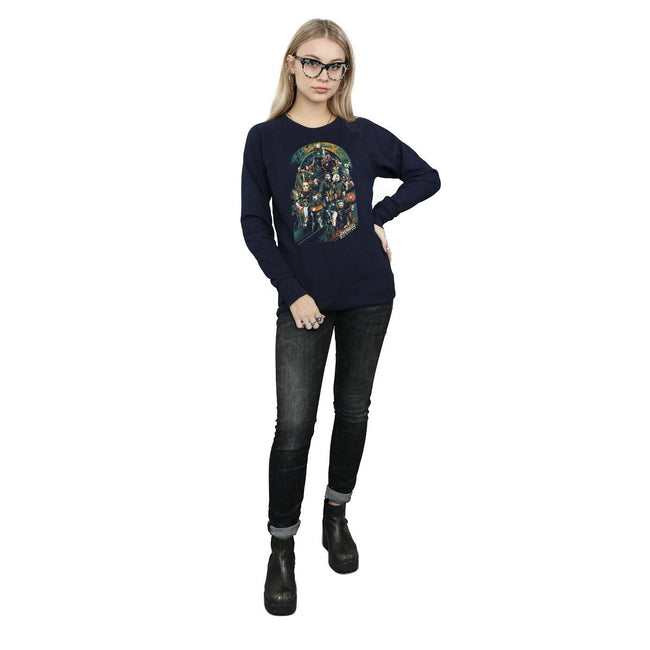 Navy Blue - Close up - Avengers Infinity War Womens-Ladies Team Cotton Sweatshirt