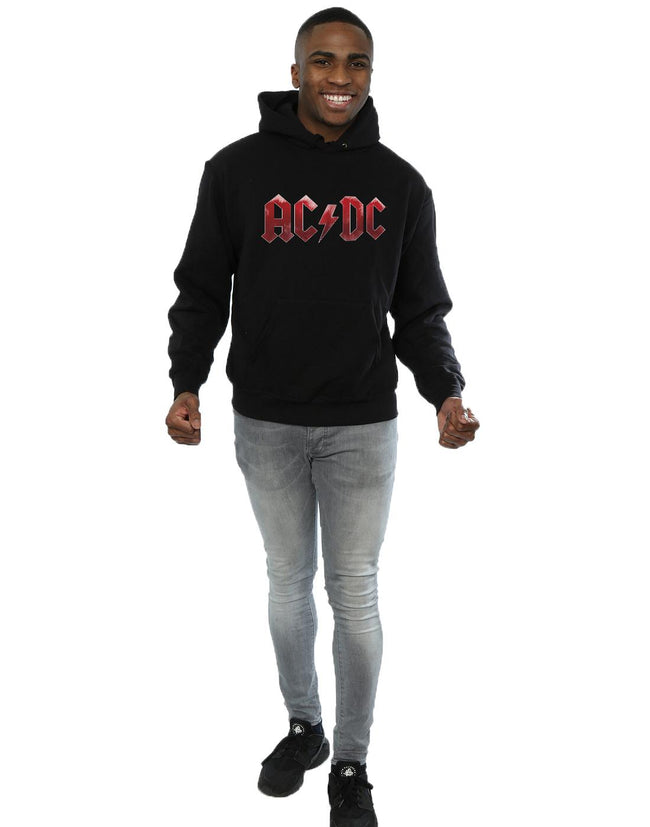 Black - Close up - AC-DC Mens Ice Logo Cotton Hoodie