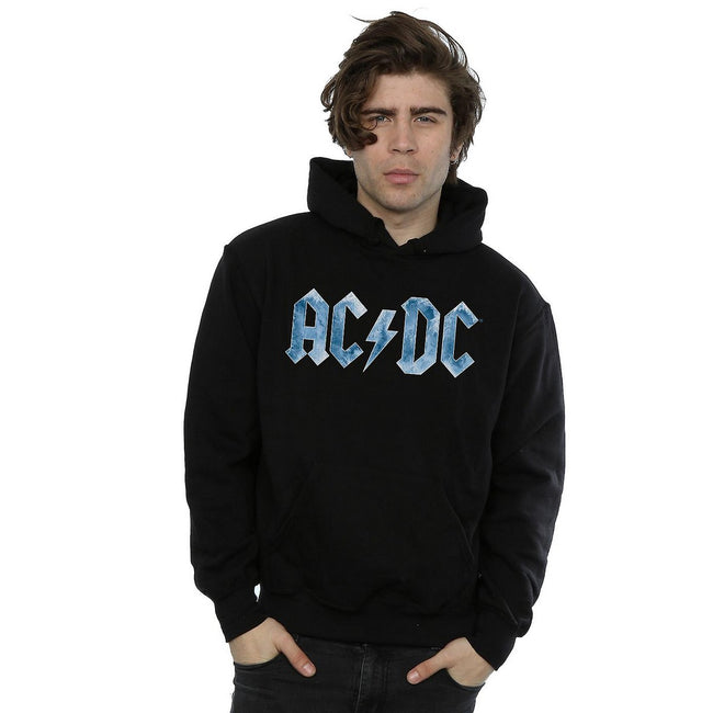 Black - Back - AC-DC Mens Ice Logo Cotton Hoodie