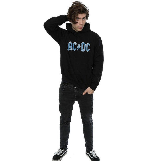Black - Side - AC-DC Mens Ice Logo Cotton Hoodie