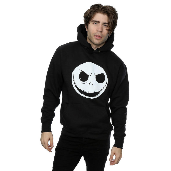 Black - Back - Nightmare Before Christmas Mens Jack Skellington Face Cotton Hoodie