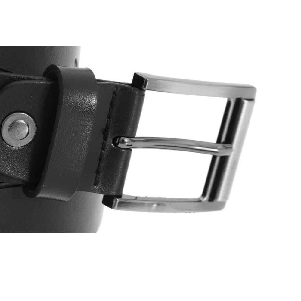 Black - Back - FLOSO Mens Leather Lined Belt