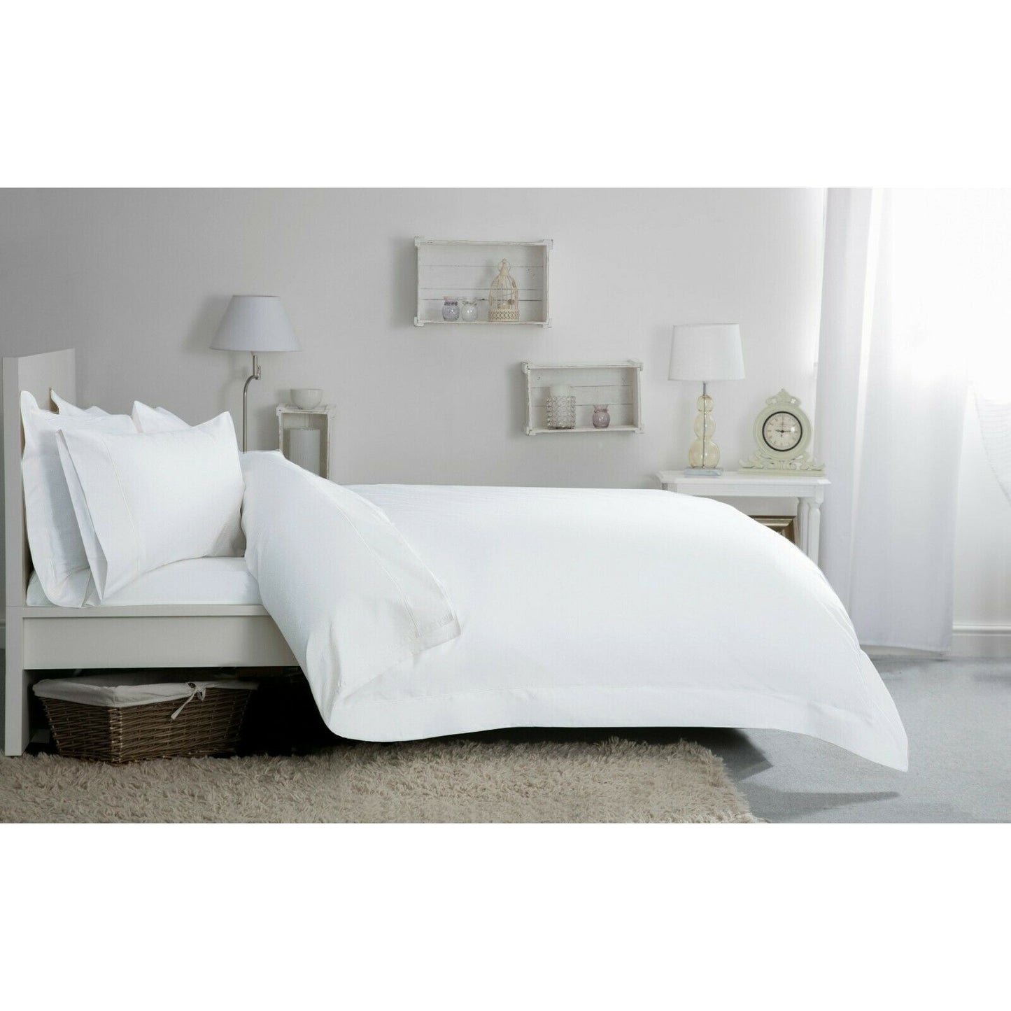 White - Back - Belledorm 400 Thread Count Egyptian Cotton Ultra Deep Fitted Sheet